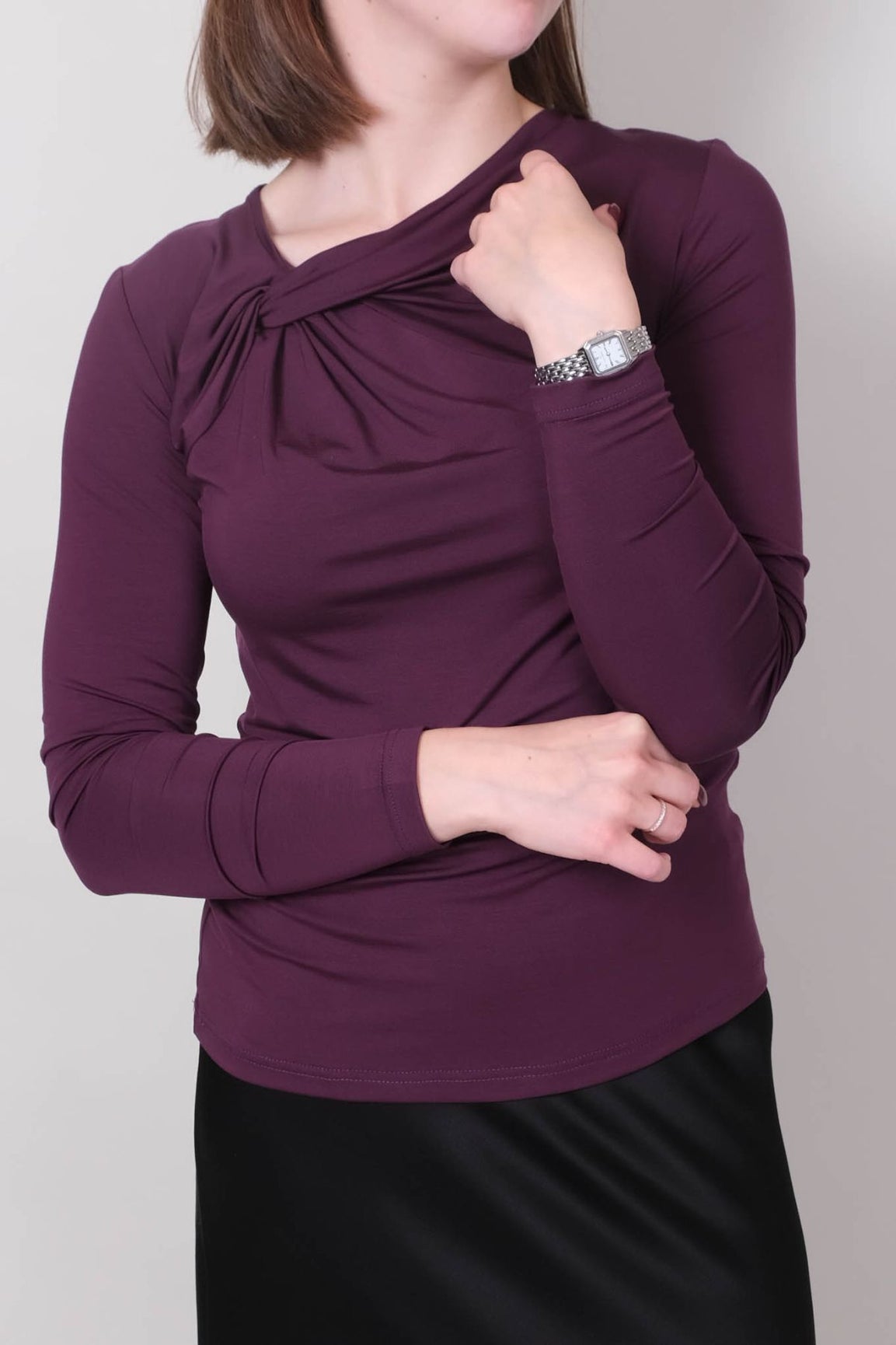 La Salle pitk&auml;hihainen t-paita solmukauluksella purple