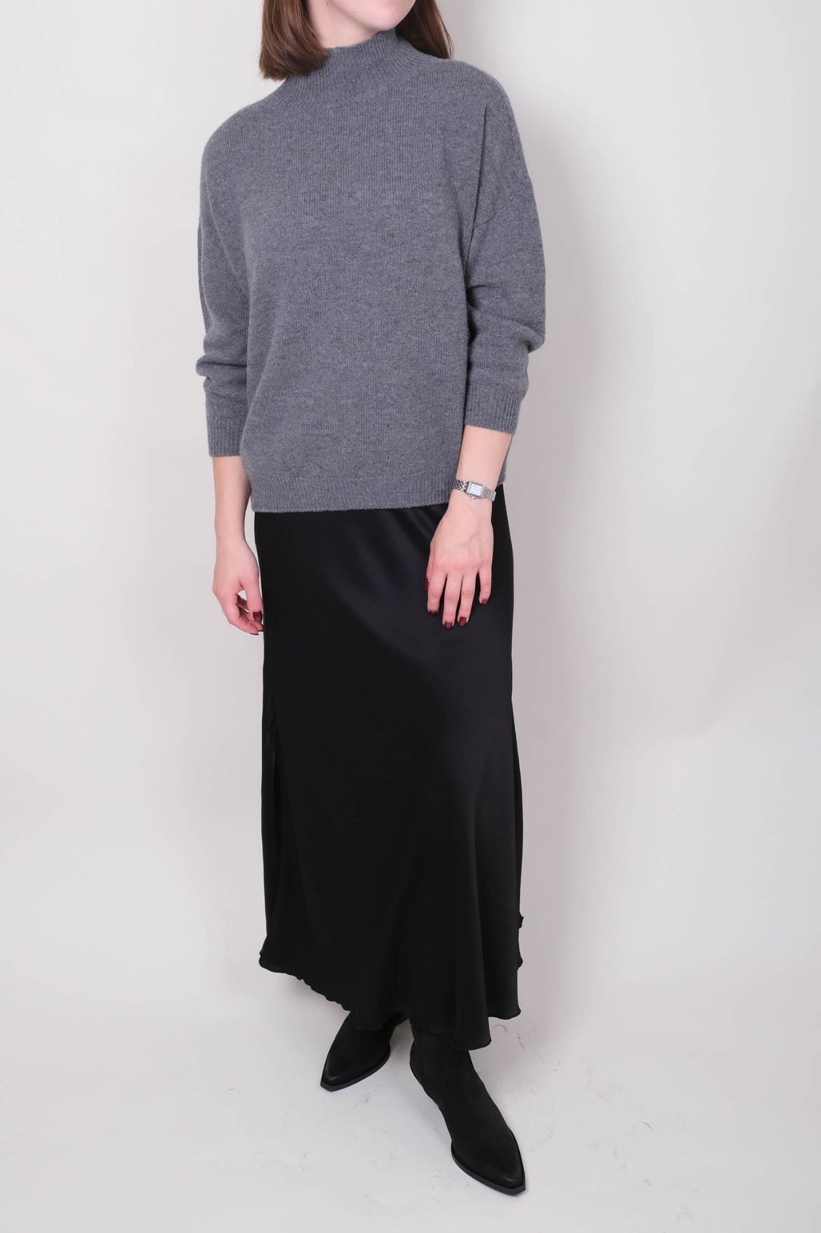 La Salle pystykaulusneule harmaa