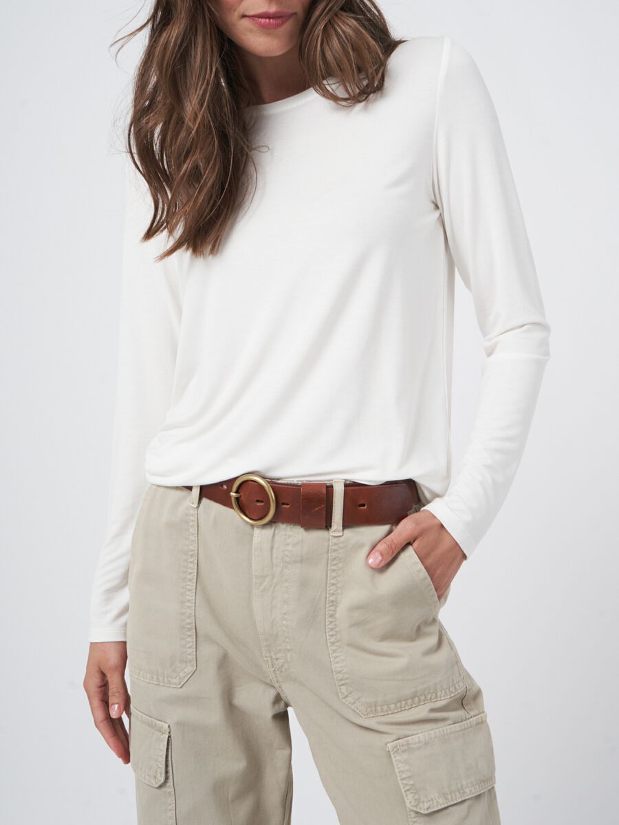 Repeat pitk&auml;hihainen t-paita cream