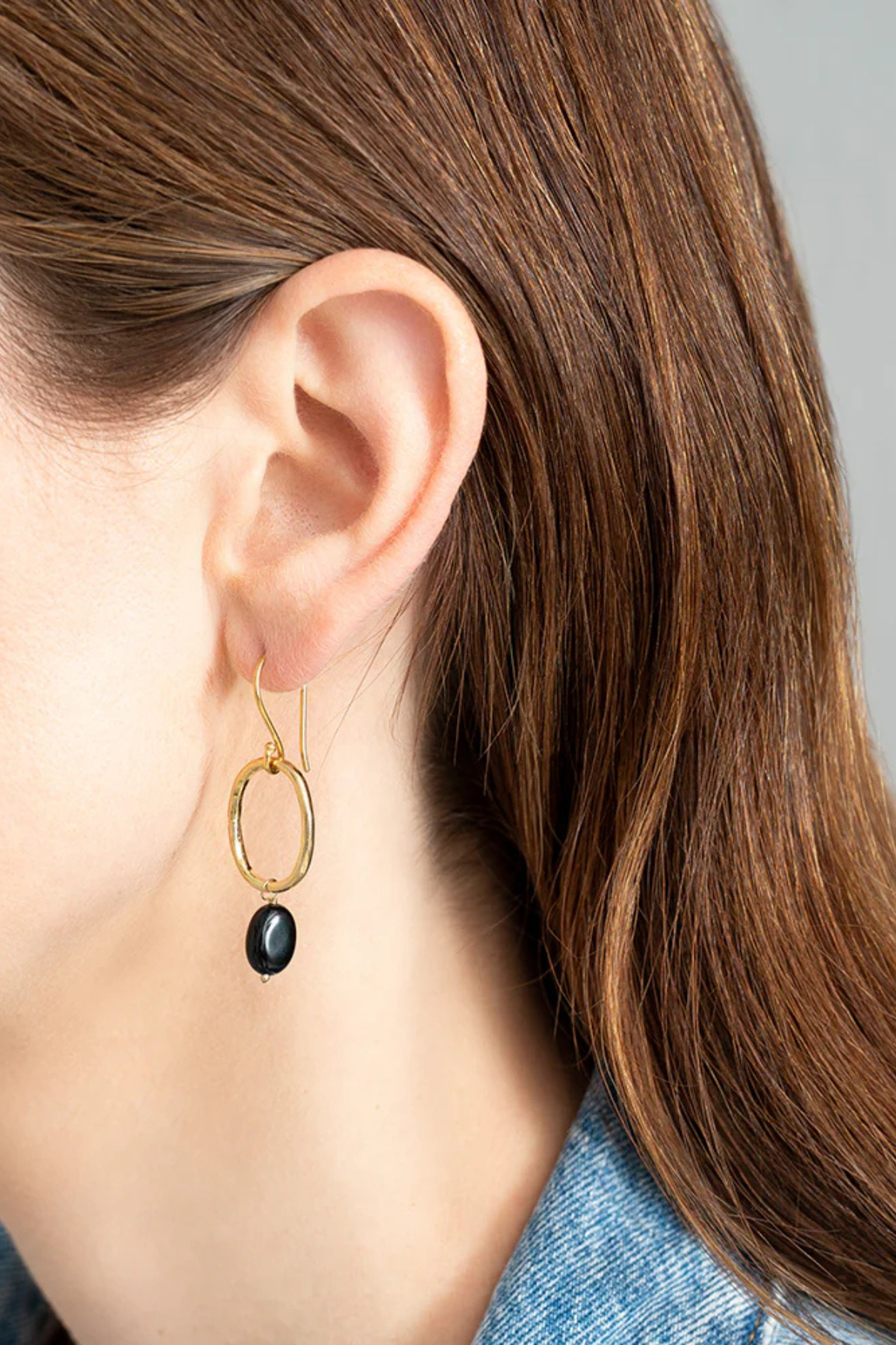 A Beautiful Story graceful black onyx GP earrings