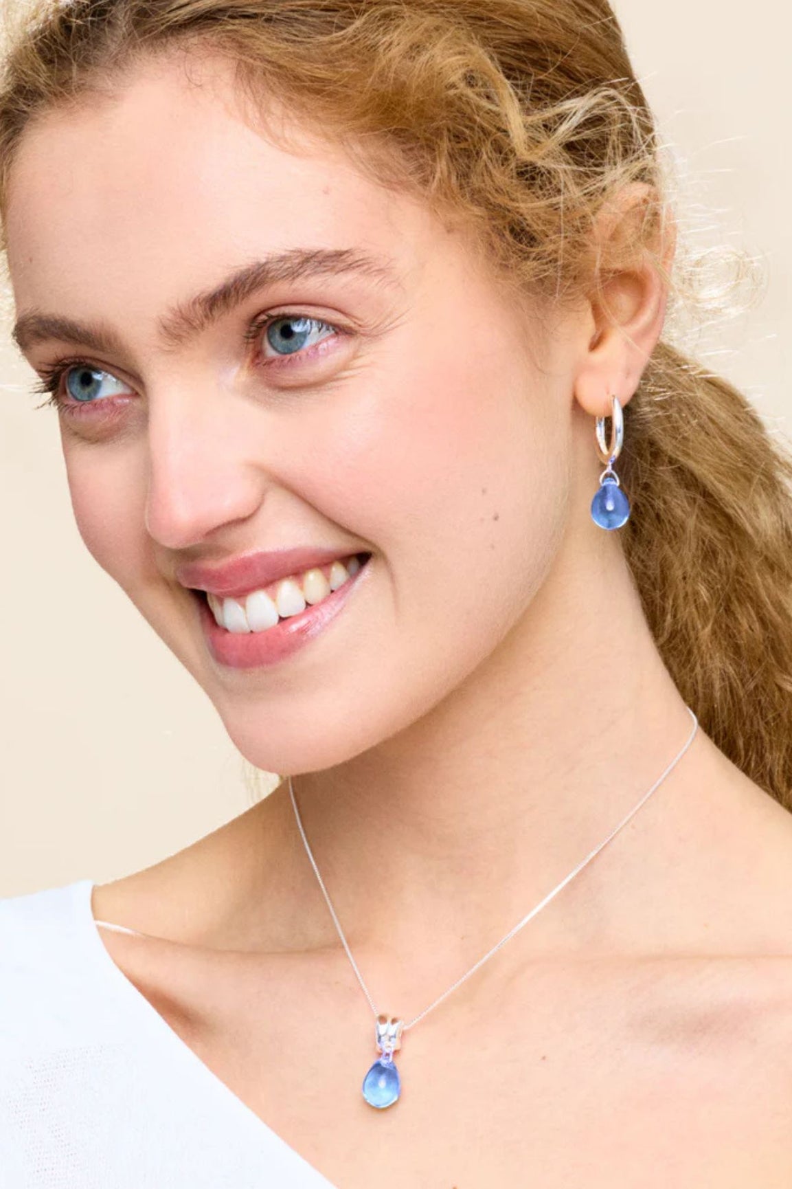 ANNELE Sugar Drop Blue kaulakoru hopea