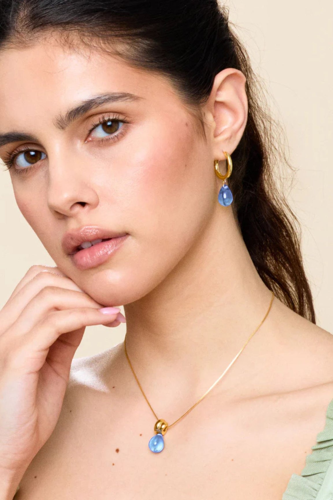 ANNELE Sugar Drop Blue korvakorut kulta