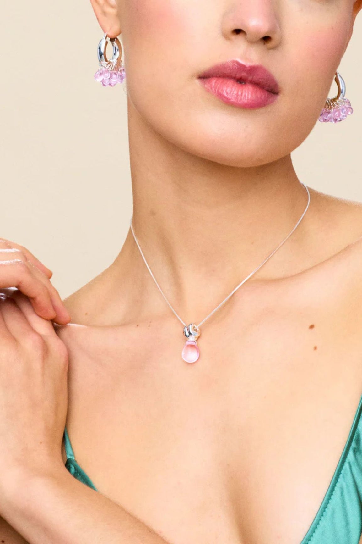 ANNELE Sugar Drop Pink kaulakoru hopea