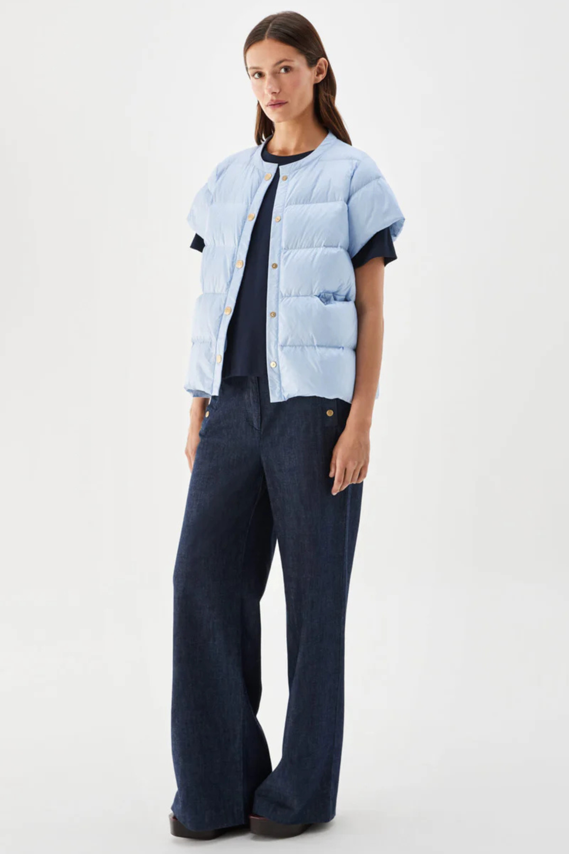 Busnel Indie Short Sleeved Down Vest ice blue