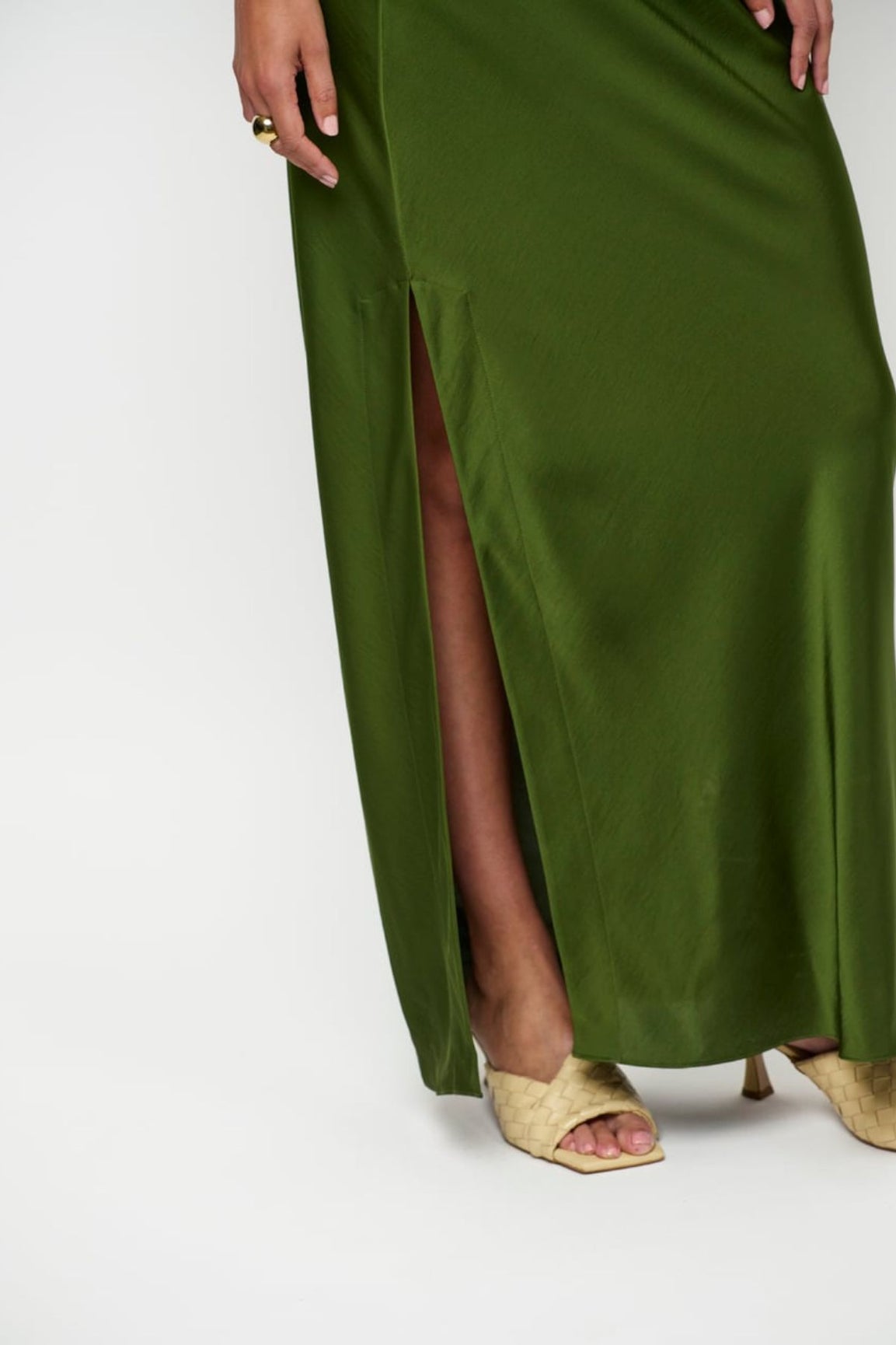 Dante6 Epic Off-shoulder Satin Maxi Dress