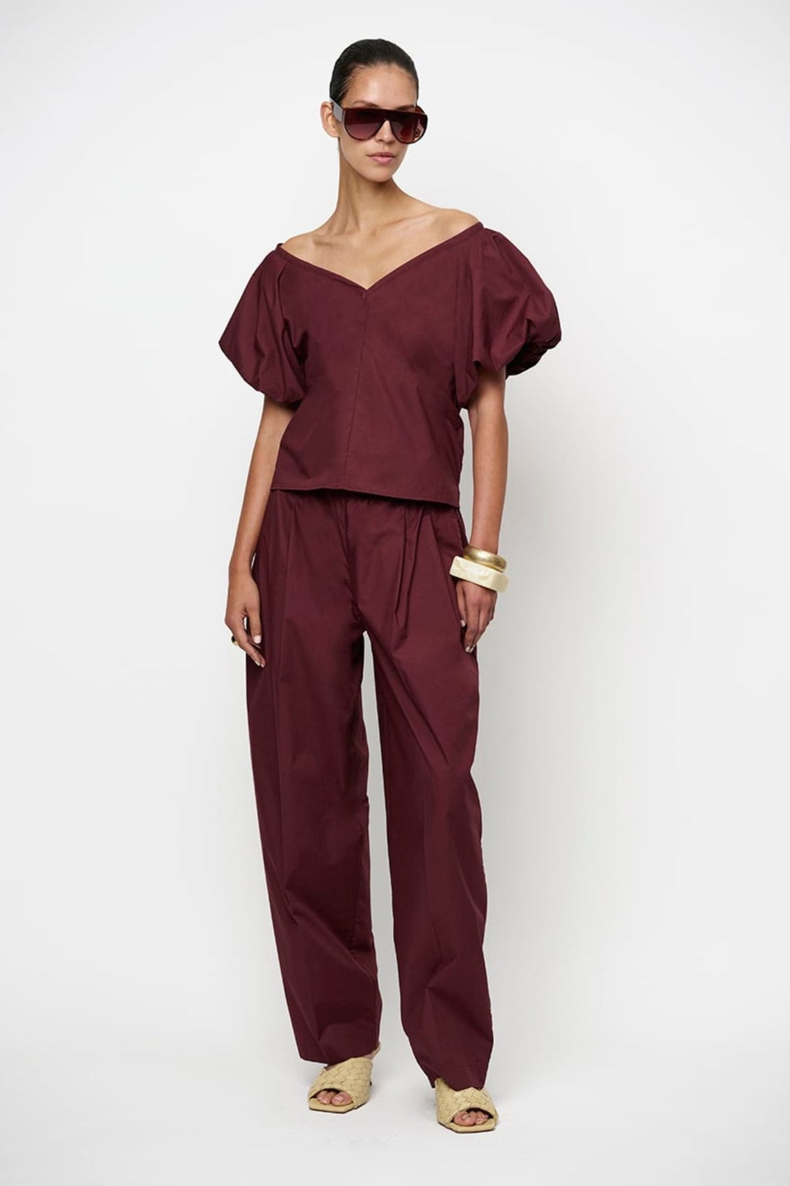 Dante6 Rosalie Balloon Sleeve Top cacao berry
