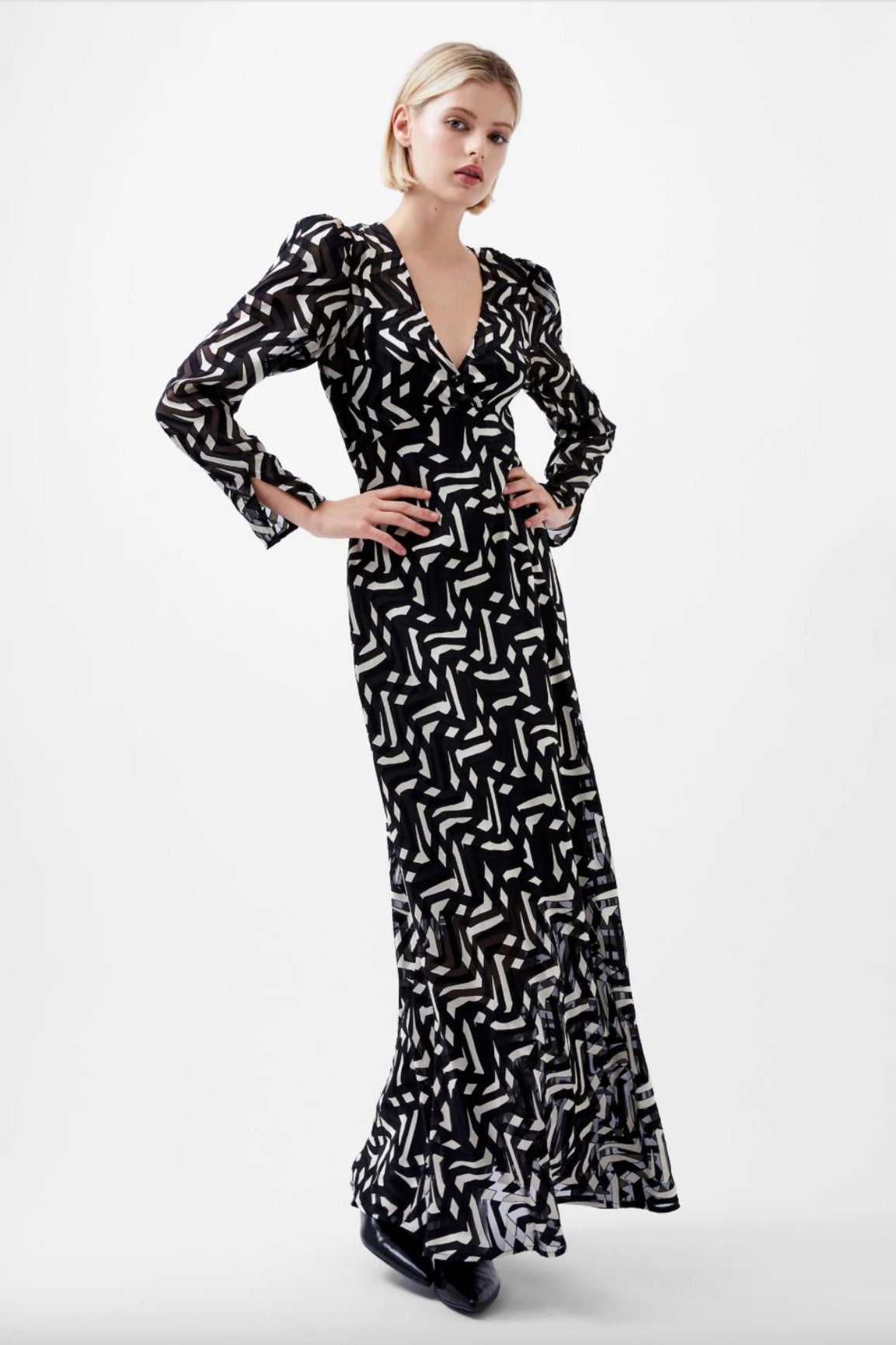 FRENCH CONNECTION Diandra Satin Devore Maxi Dress