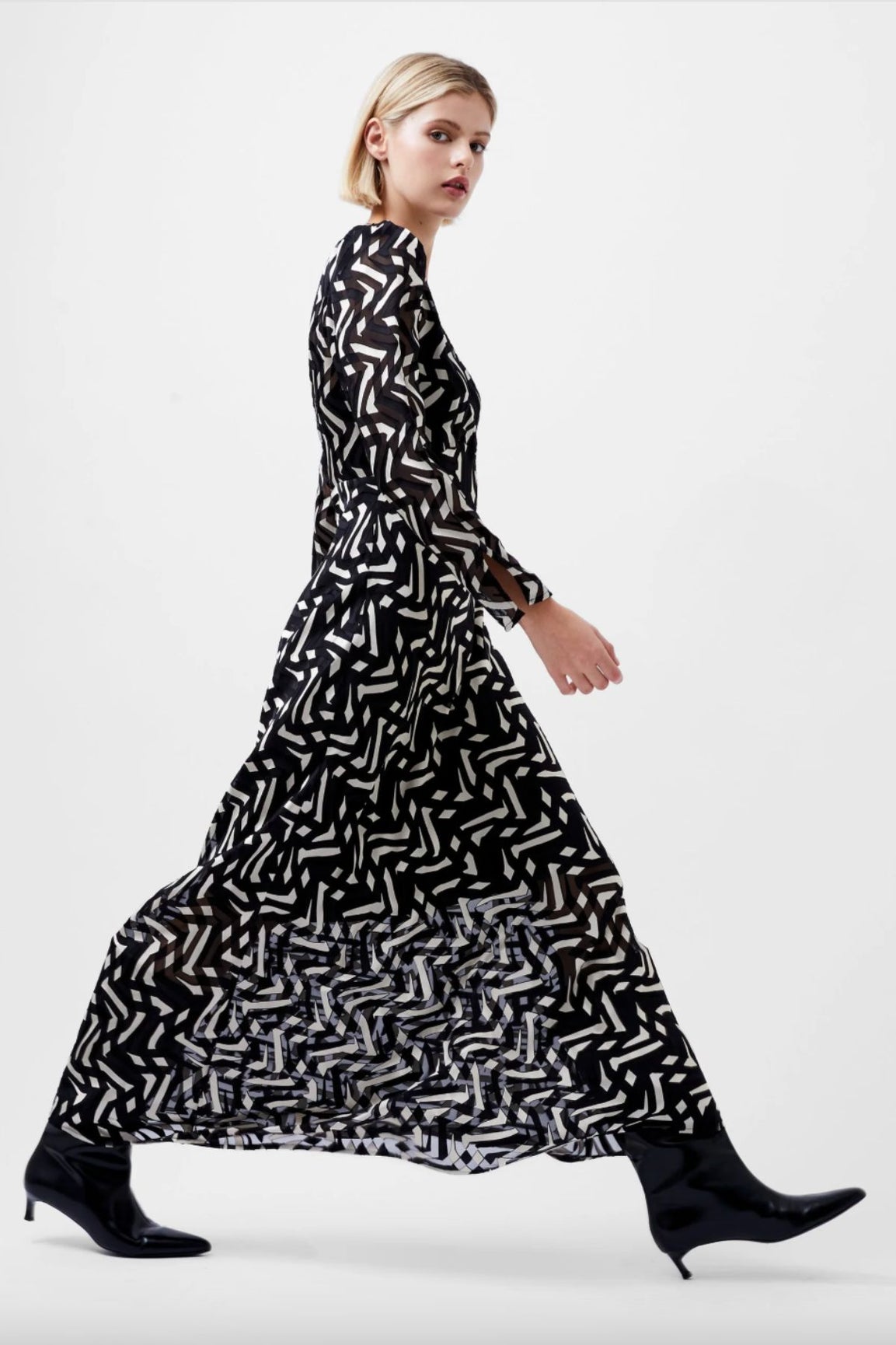 French Connection Diandra Satin Devore Maxi Dress