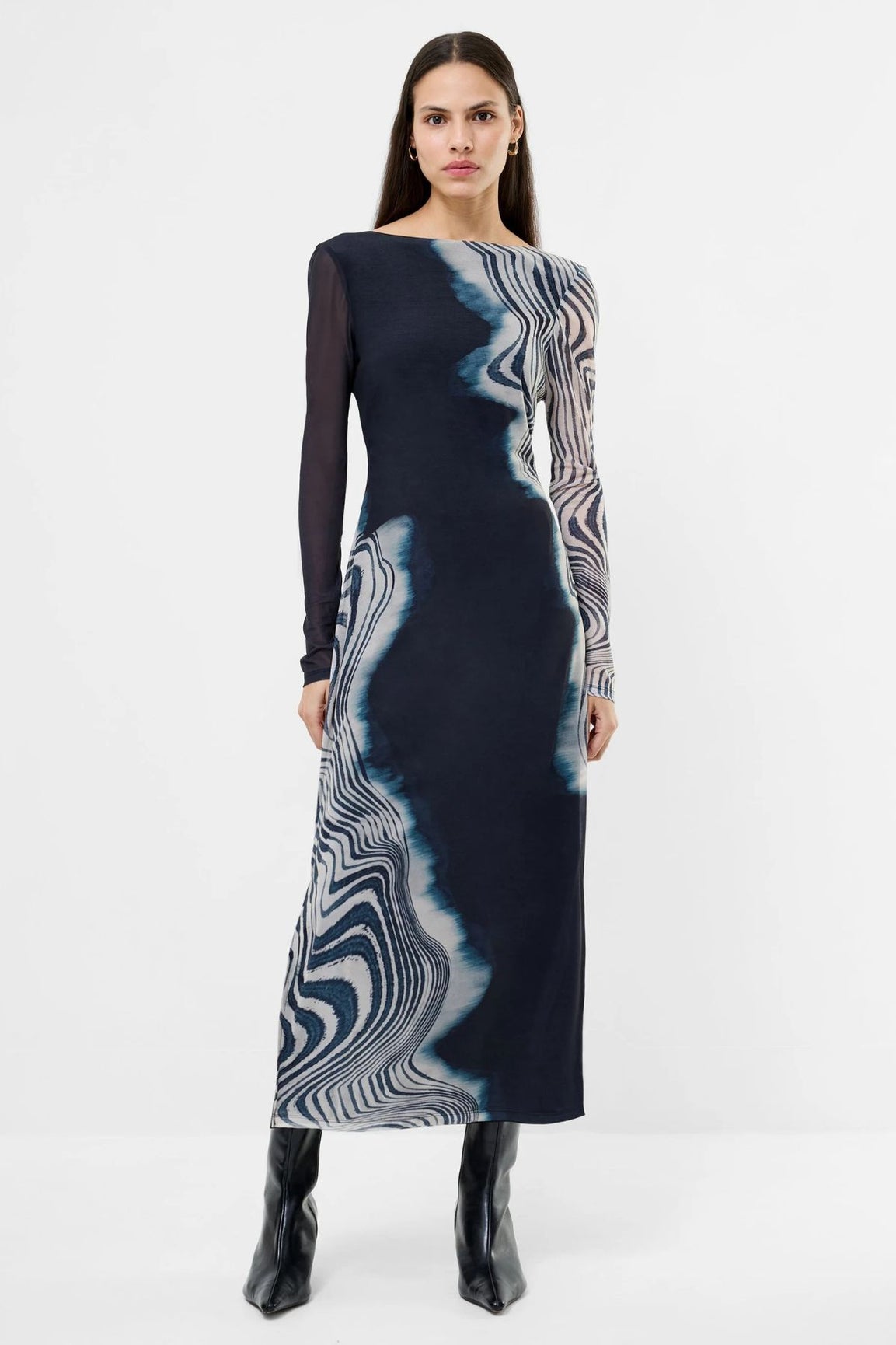 French Connection Celeste Shuri Mesh Midi Dress