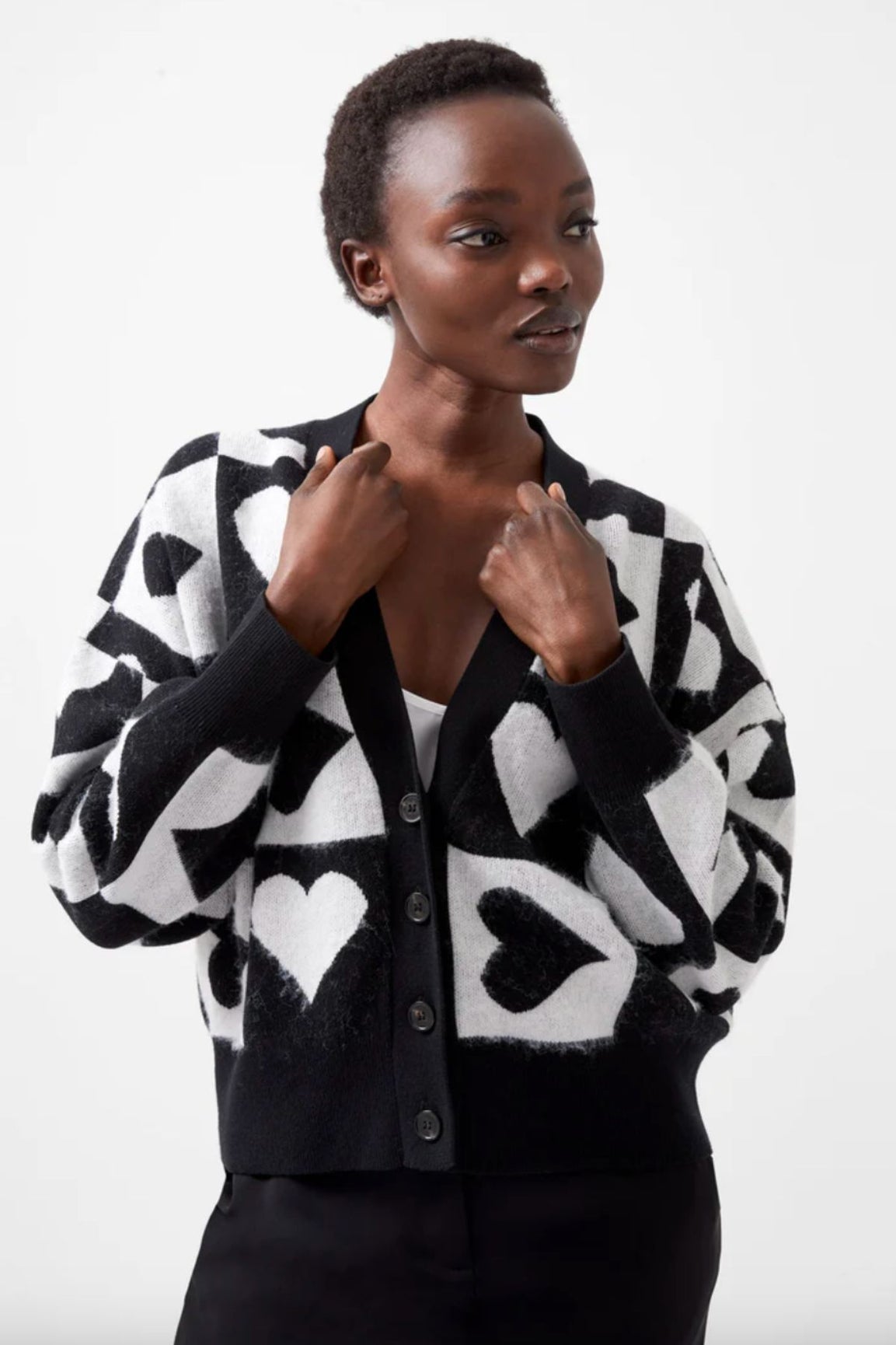 French Connection Julianna Heart Long Sleeve Cardigan