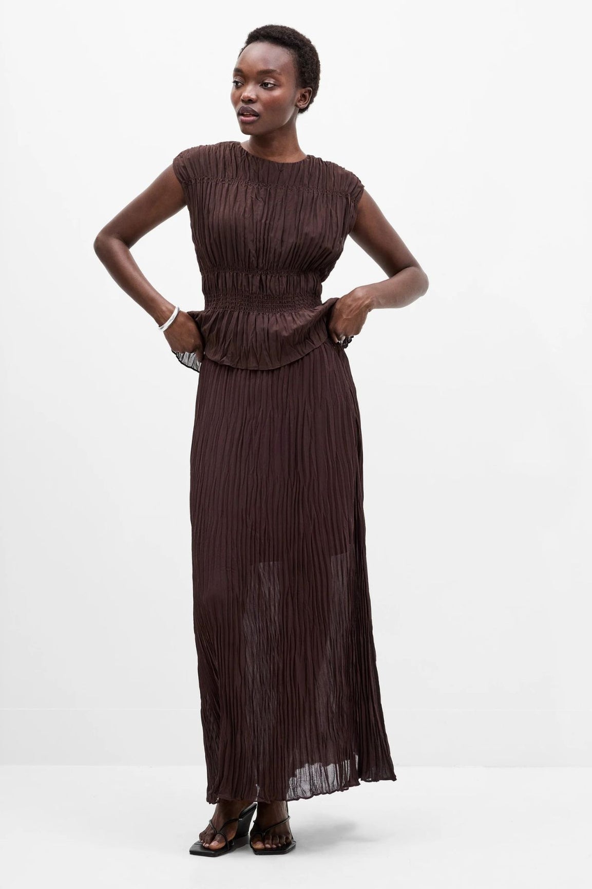 French Connection Saylor Pleated Overlay Maxi Skirt