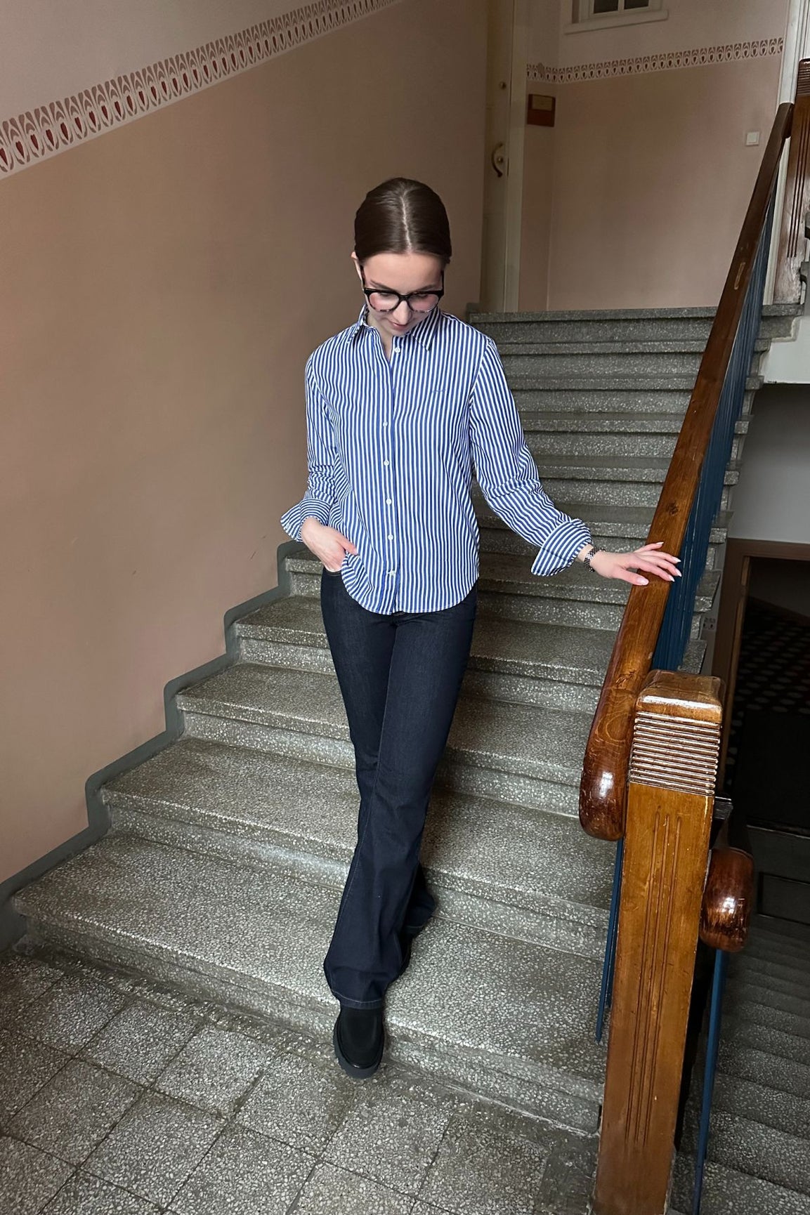 GANT Raidallinen paitapusero sininen