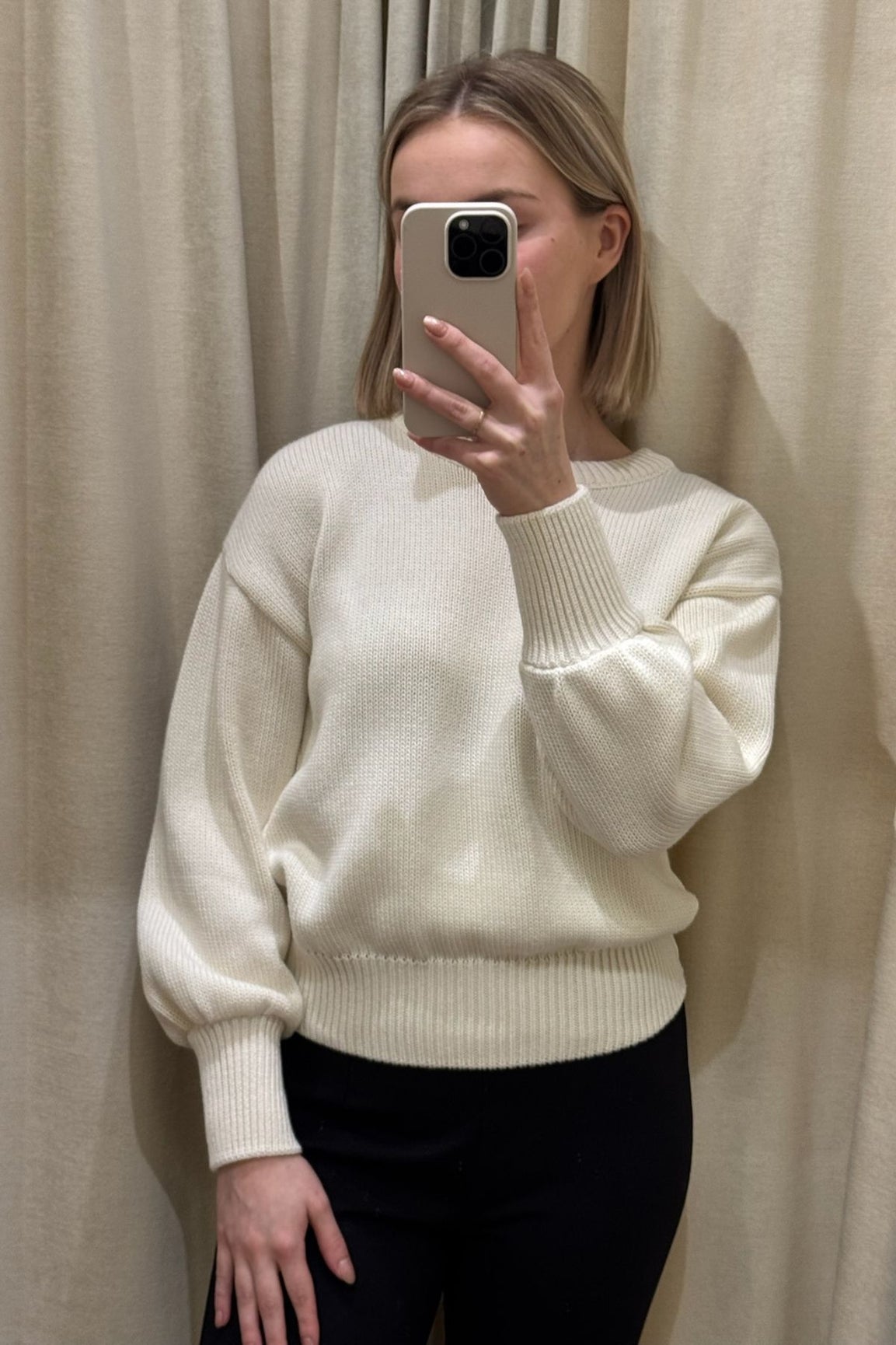 Gauhar Cropped Cotton Knit ivory