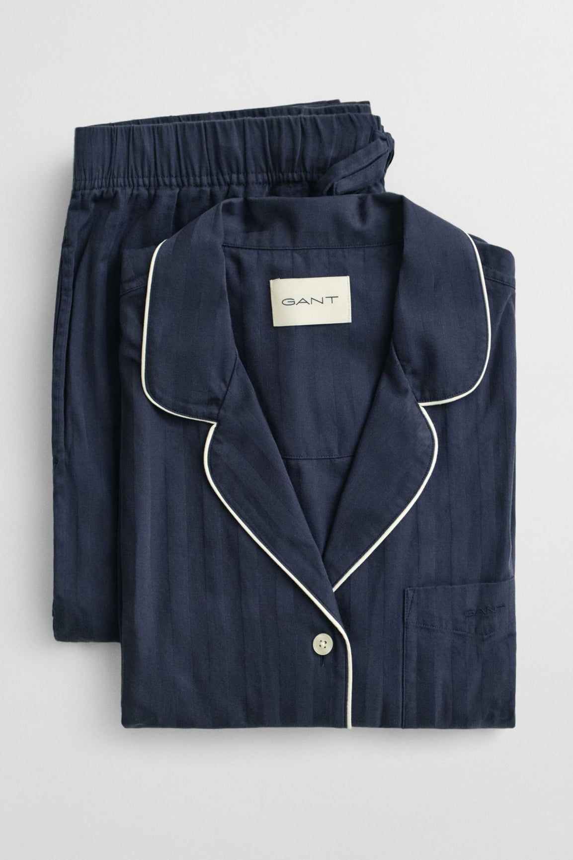 Gant Satin Stripe Pajama Set Gift Box evening blue