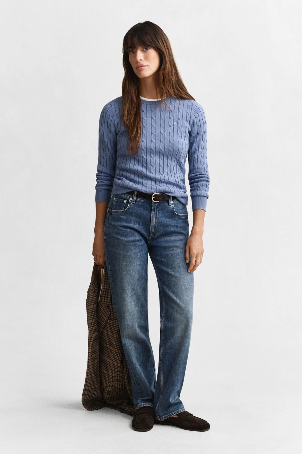 GANT Palmikkoneule faded denim