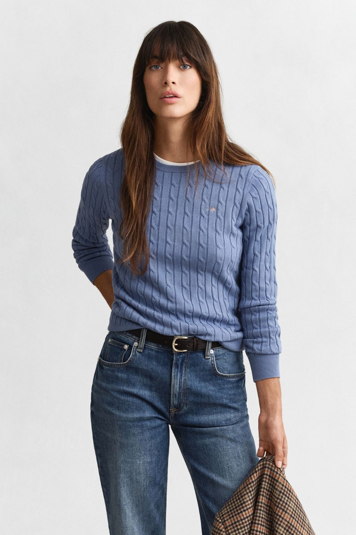 Gant Stretch Cotton Cable C-Neck faded denim