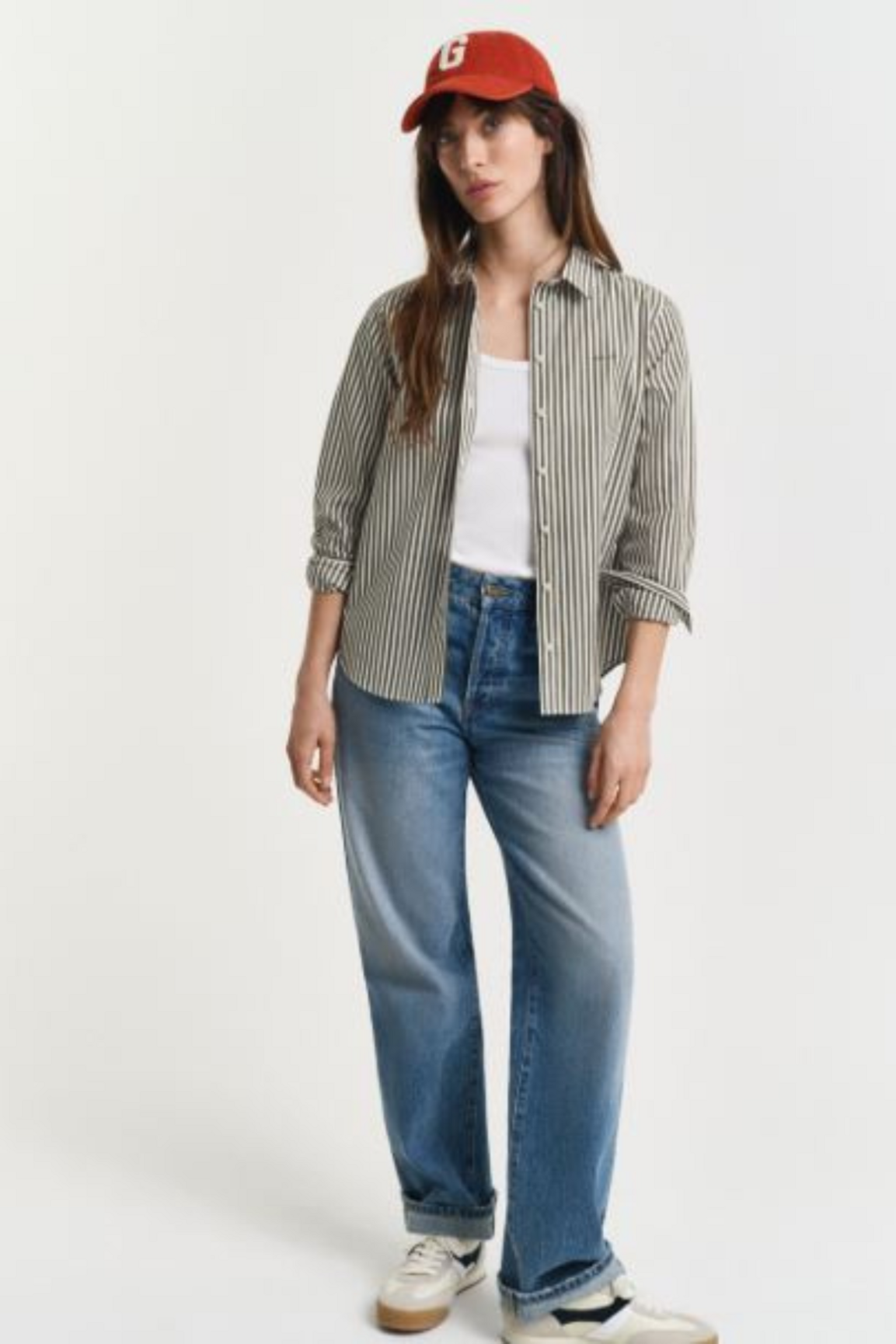 Gant kauluspaita raidallinen vihreä