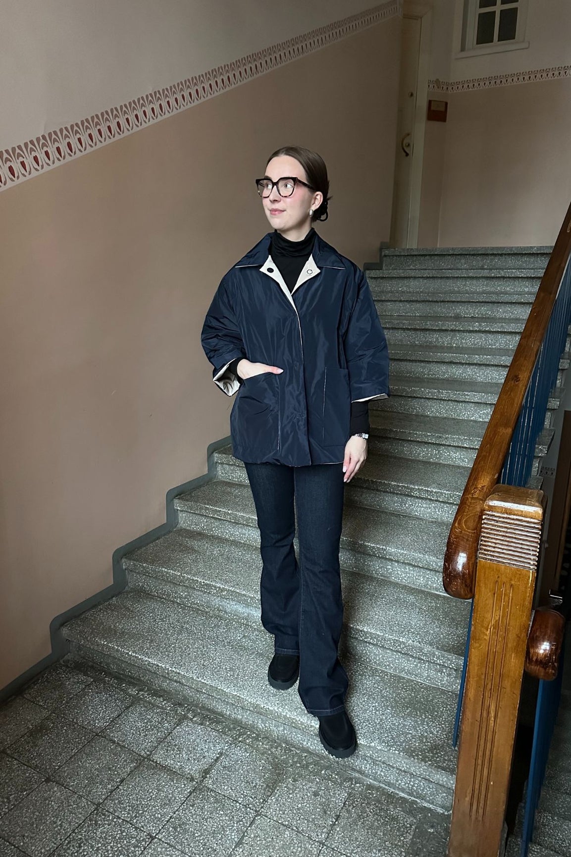 LaSalle K&auml;&auml;nt&ouml;jakku sininen/beige