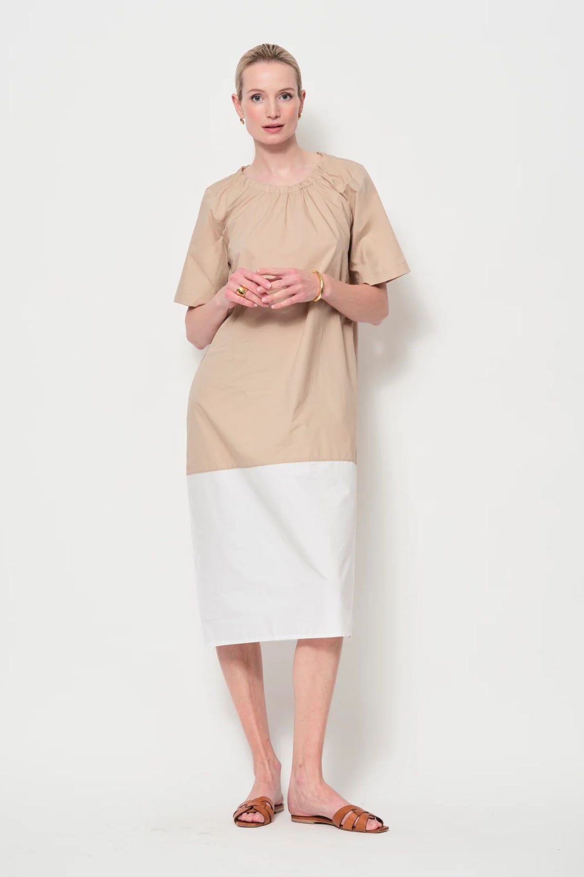 LaSalle Two-Tone mekko hiekka/valkoinen