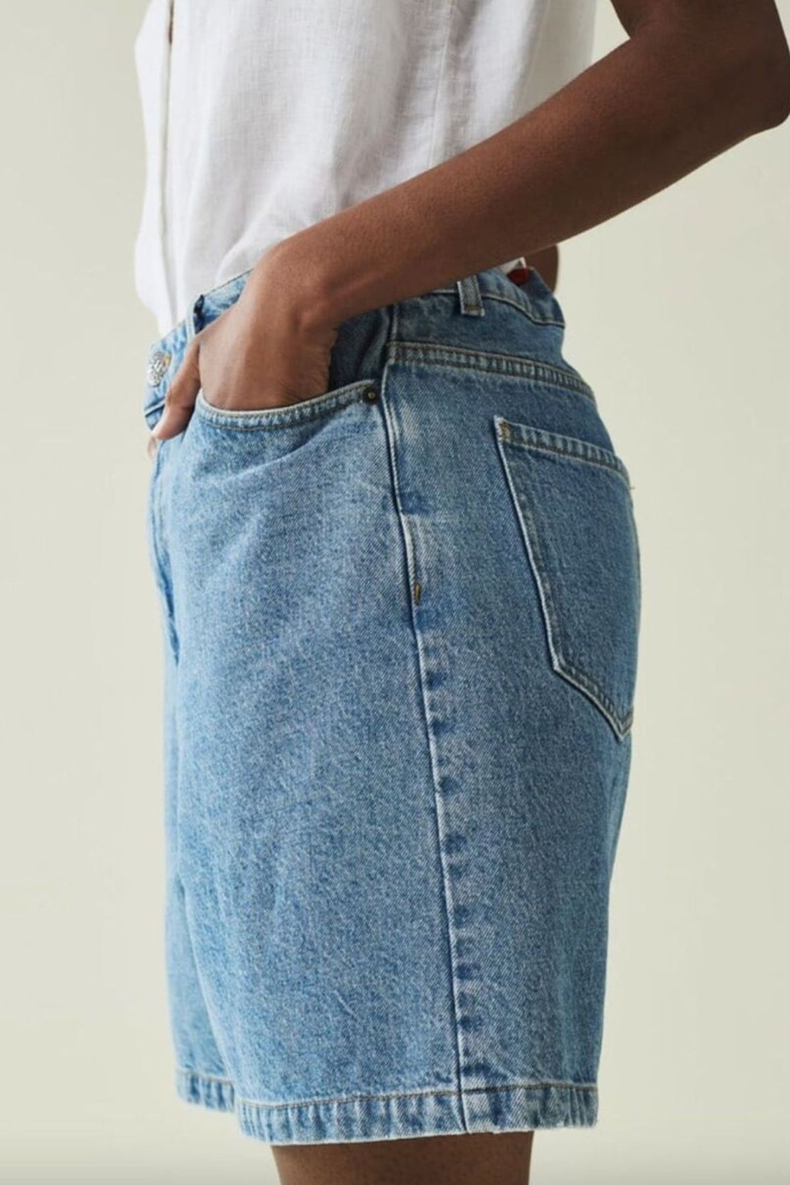 LEXINGTON Sasha High-Rise Denim Shorts medium blue denim