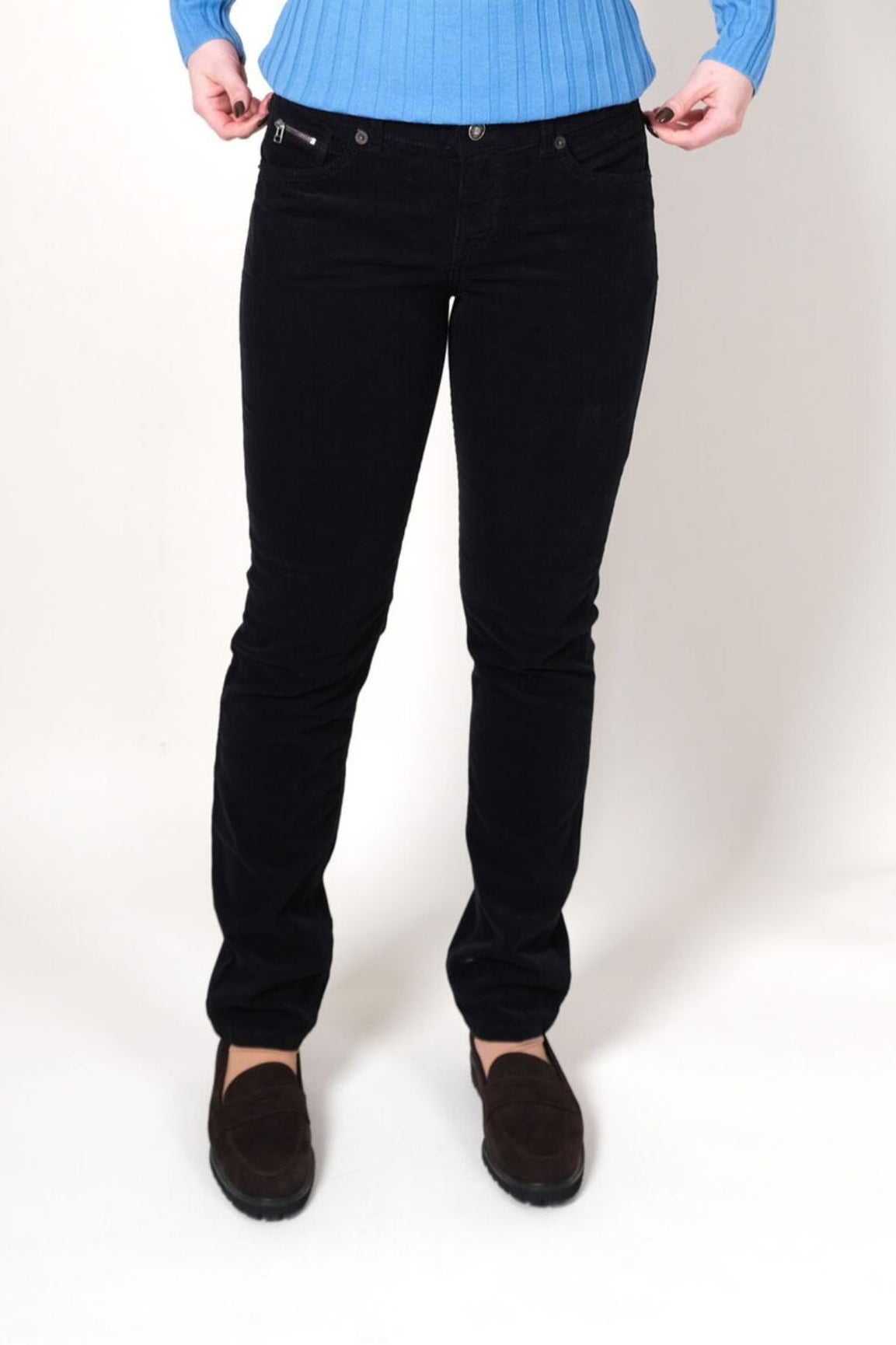 MAC Slim samettihousut tummansininen