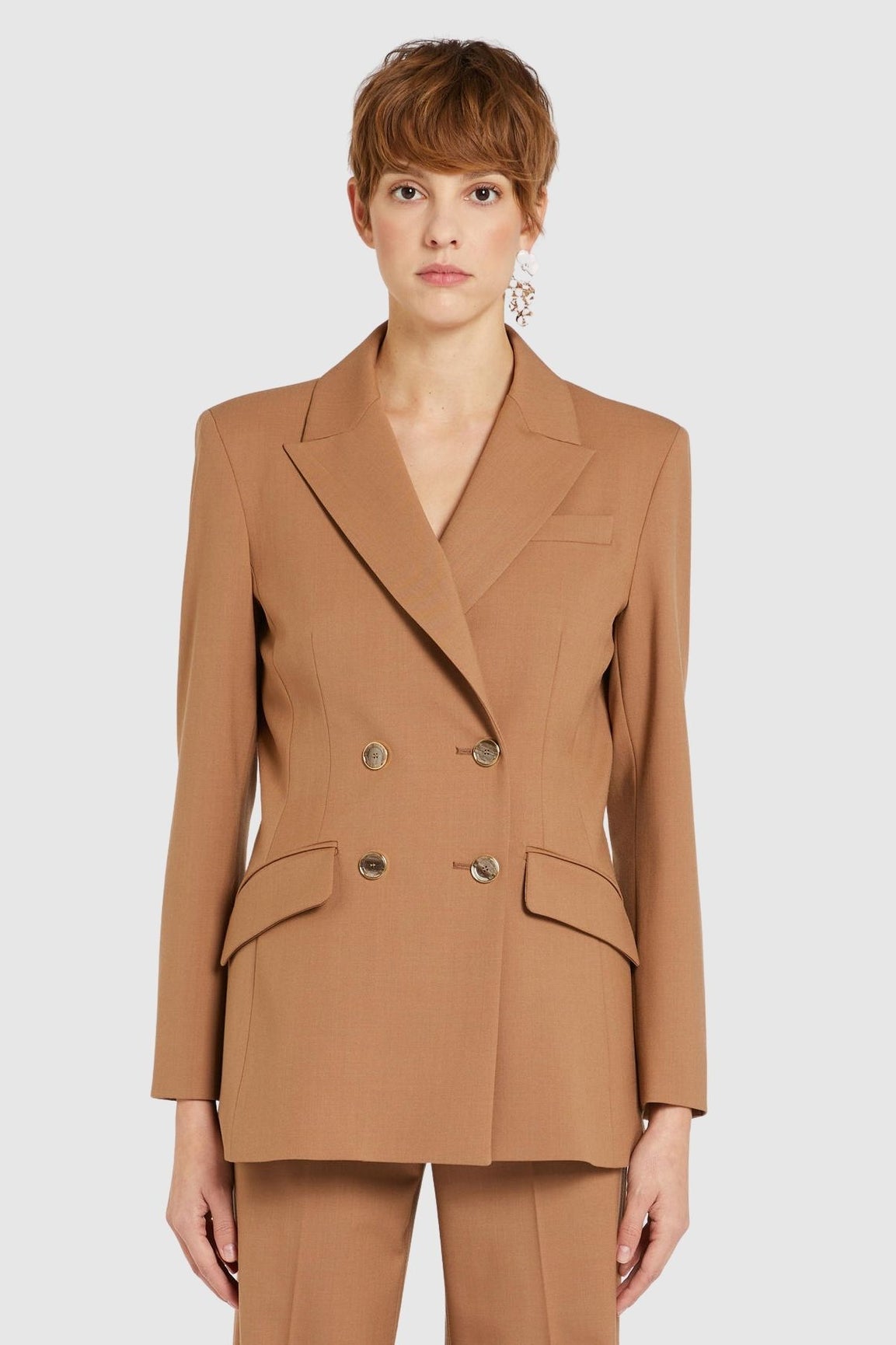 Marella Agile bleiseri camel plain colour