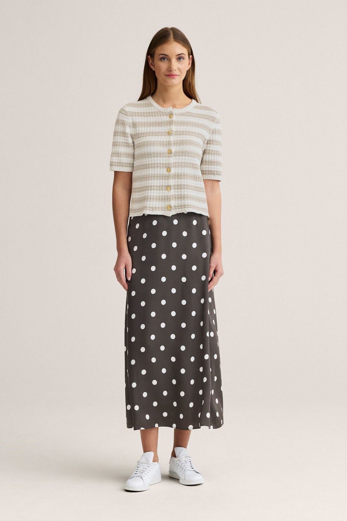 Newhouse Novalie Dot slip skirt brown