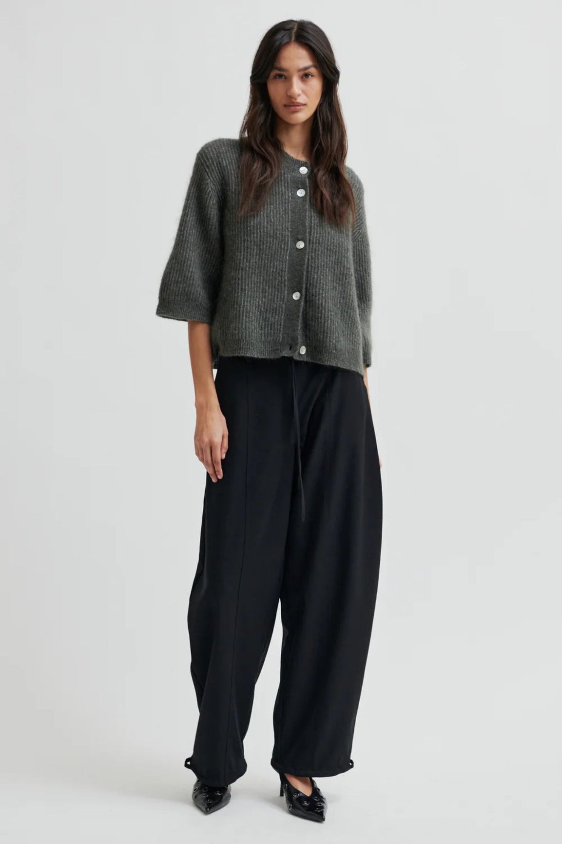 Second Female Andea Knit Rib Cardigan beluga