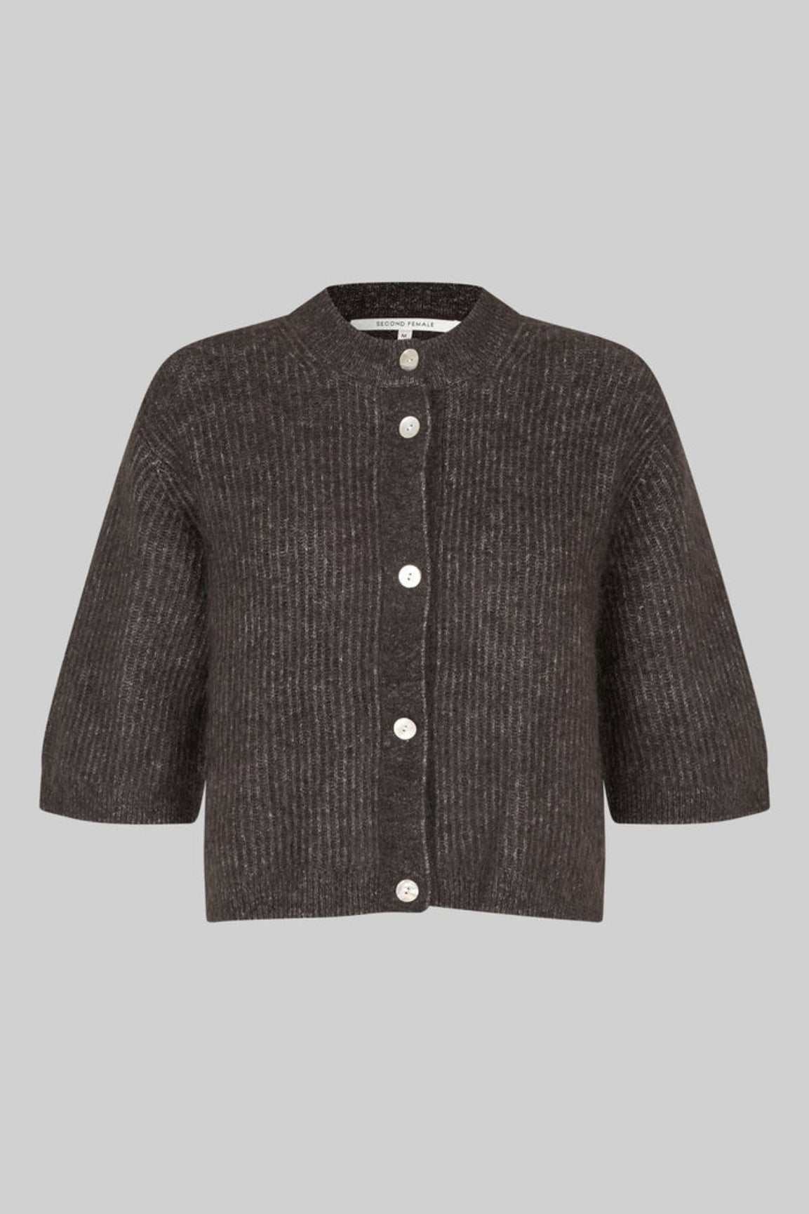 Second Female Andrea Knit Rib Cardigan chocolate torte
