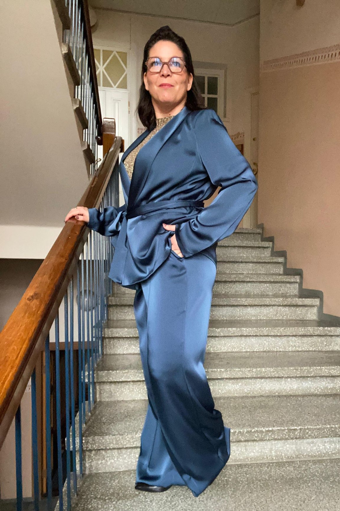 iBlues Sandalo satiinihousut sininen