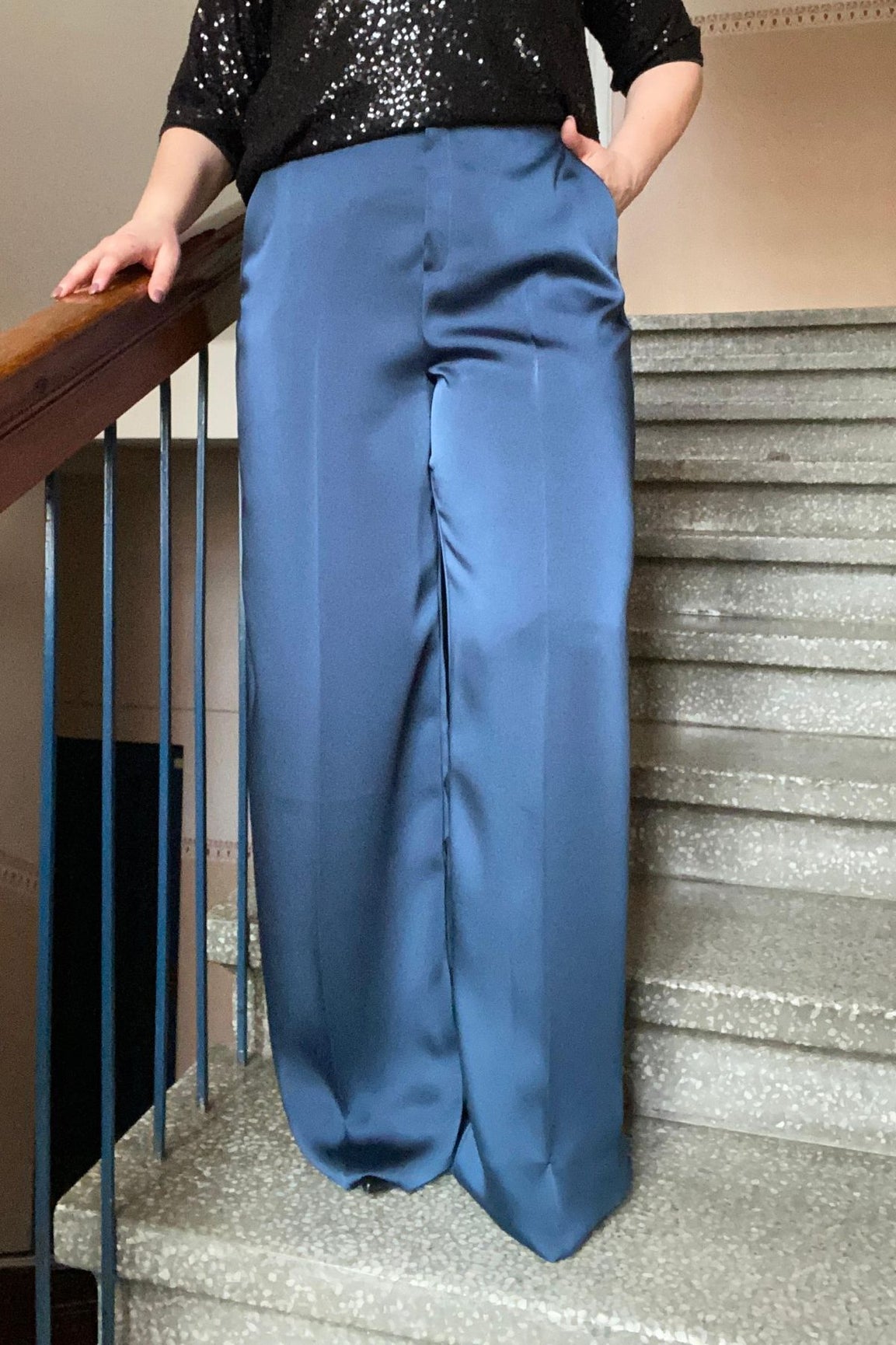 iBlues Sandalo Satin housut peacock blue