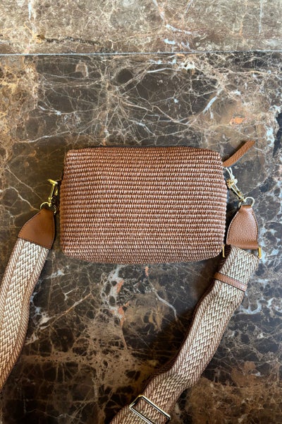 Abro Kaia Raffia olkalaukku caramel