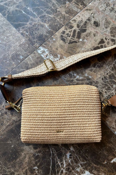 Abro Kaia Raffia olkalaukku natural