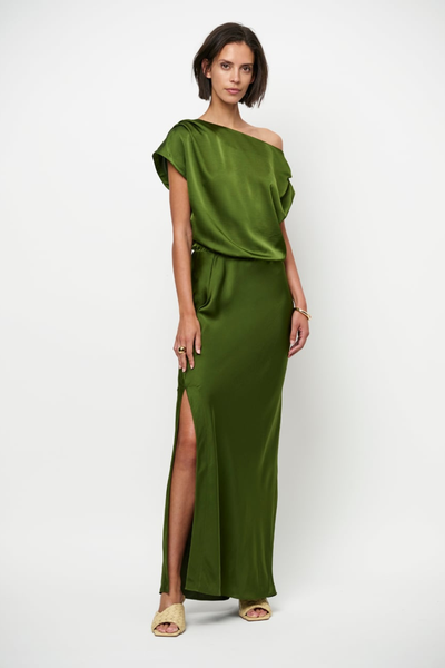 Dante6 Epic Off-shoulder Satin Maxi Dress