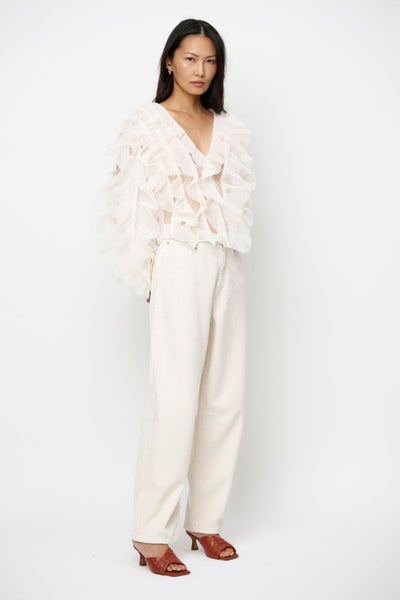Dante6 Phora Ruffled Tulle Top ivory