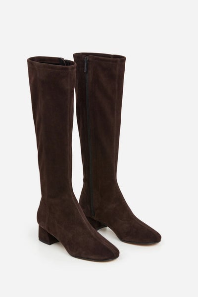 Flattered Eden Suede Stretch Boots chocolate