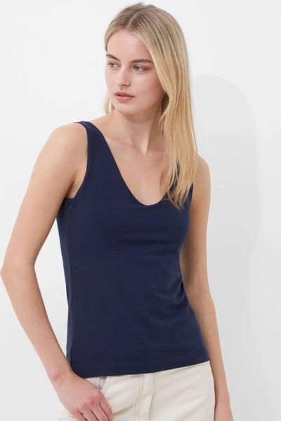 French Connection Cotton Organic Stretch Tank Top utility blue