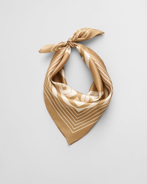 GANT Monogram Border Silk Scarf caramel beige