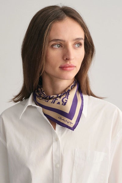 GANT Monogram silkkihuivi pansy purple