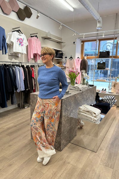 GANT Palmikkoneule faded denim