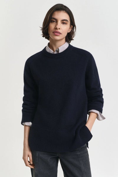 GANT Soft Wool Lounge C-neck sininen