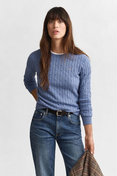 GANT Palmikkoneule faded denim