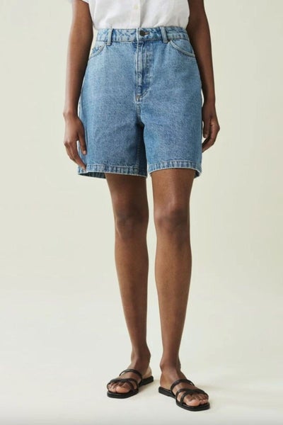 LEXINGTON Sasha High-Rise Denim Shorts medium blue denim