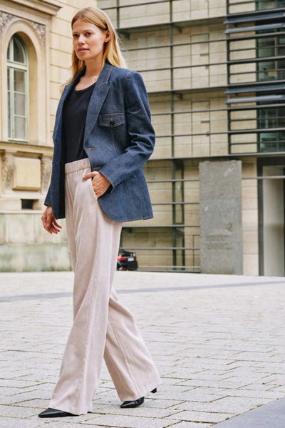 MAC Chiara samettihousut sand beige