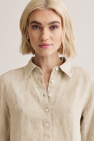 Newhouse Elsa Linen Shirt vaalea khaki